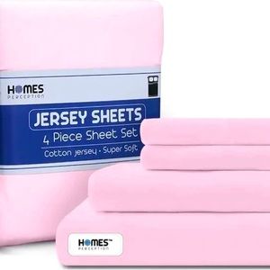 Homes Perception 100% 4pc Cotton Sheet Set - Deep Pocket (Queen; Pink)